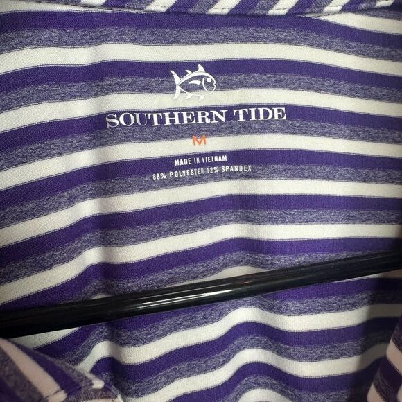 ACU Southern Tide Purple and White Striped Polo Shirt Size M - Picture 6 of 9